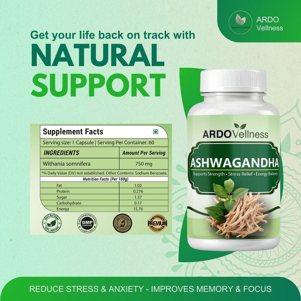 Ardovellness Ashwagandha 750mg 60 capsules