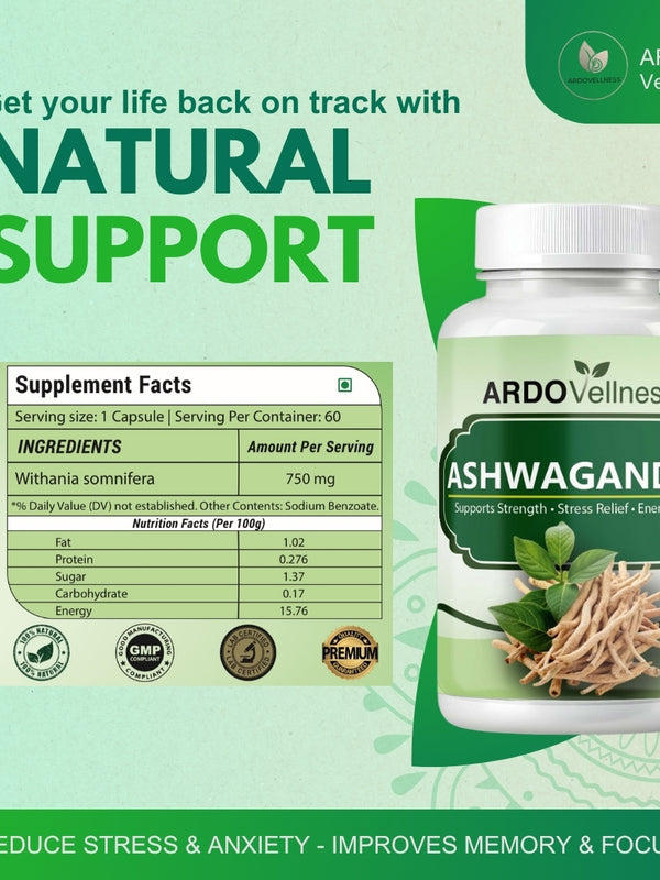 Ardovellness Ashwagandha 750mg 60 capsules